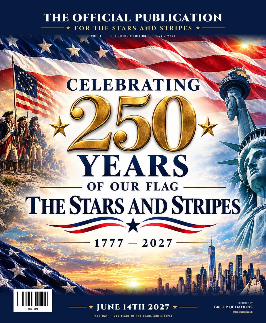 Front cover: The Publication for the Stars and Stripes, Celebrating 250 Years of Our Flag, 1777–2027
