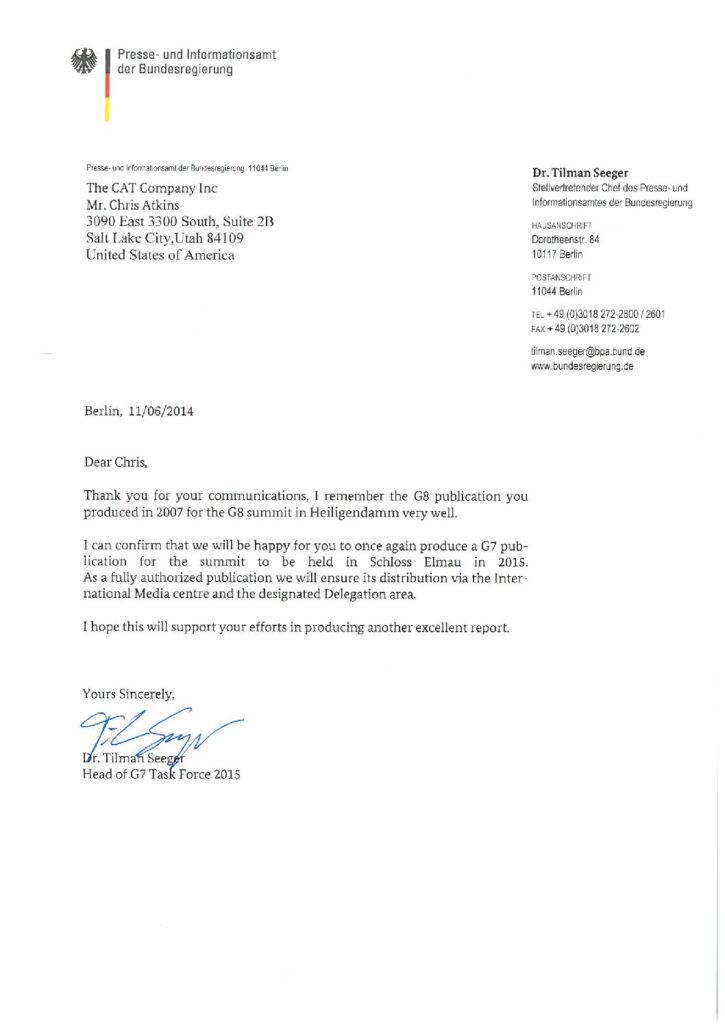 Official G7 letter &mdash; German host committee