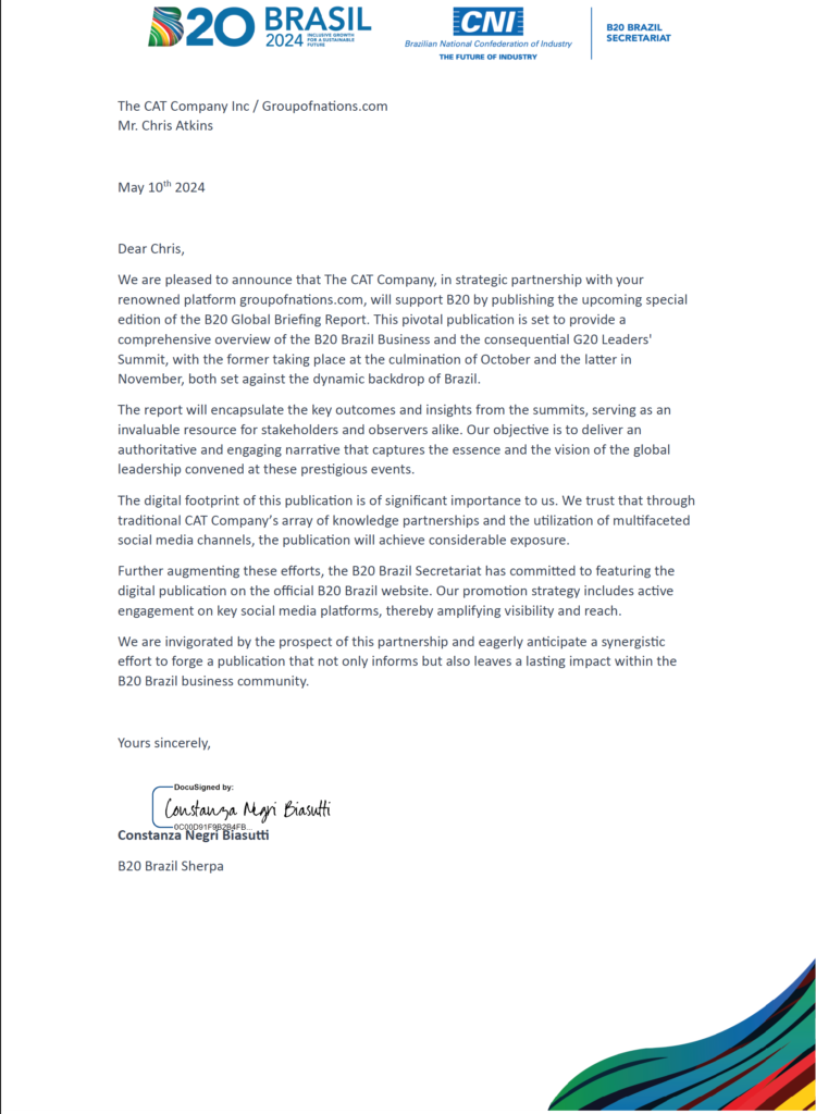 B20 Brazil Letter &mdash; B20 Brazil