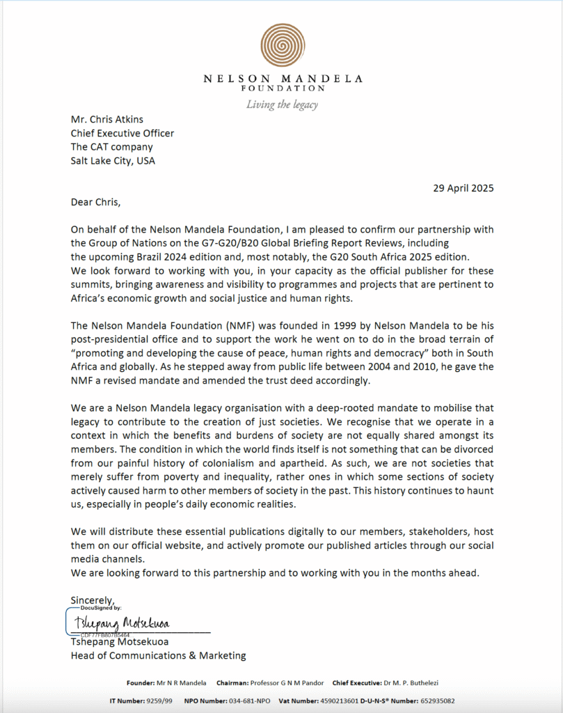 Nelson Mandela Foundation &mdash; Endorsement