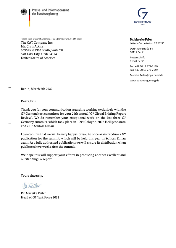 The official authorised G7 letter &mdash; G7 2022